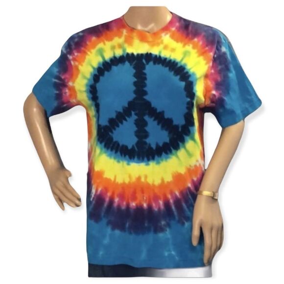 Flux Colorful Tie Dye Tee Shirt Peace Sign - Picture 1 of 9